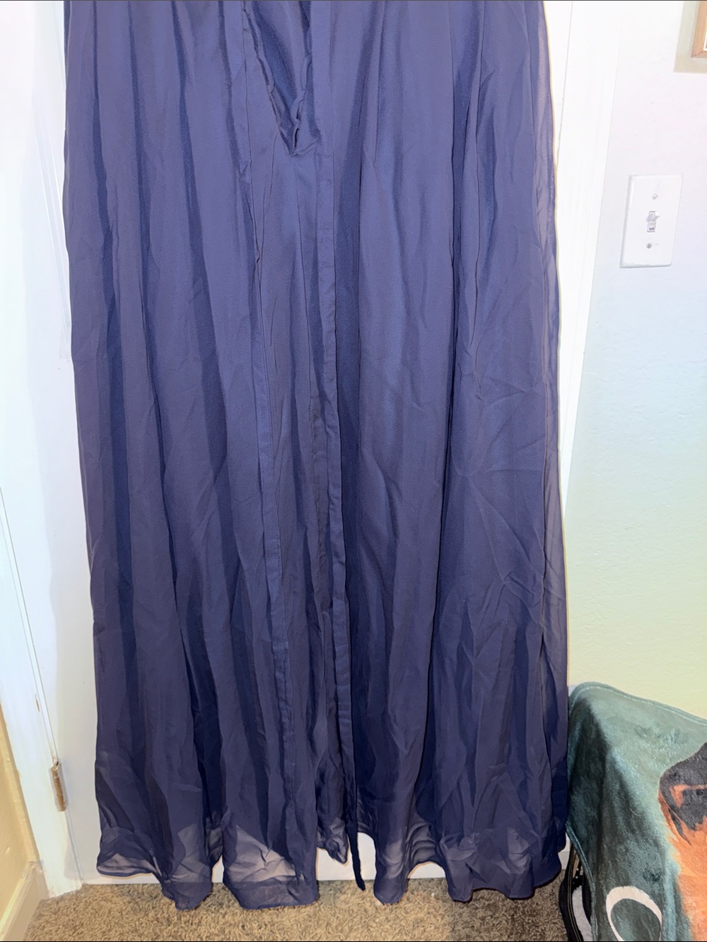 Lush Navy Lace Bodice Chiffon Wedding Guest Gown - Picture 6 of 7